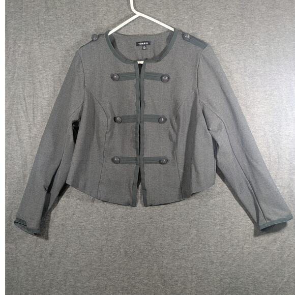torrid Jackets & Blazers - Torrid Women's Fitted Military Jacket Front Piping Buttons Grey Size 2X
